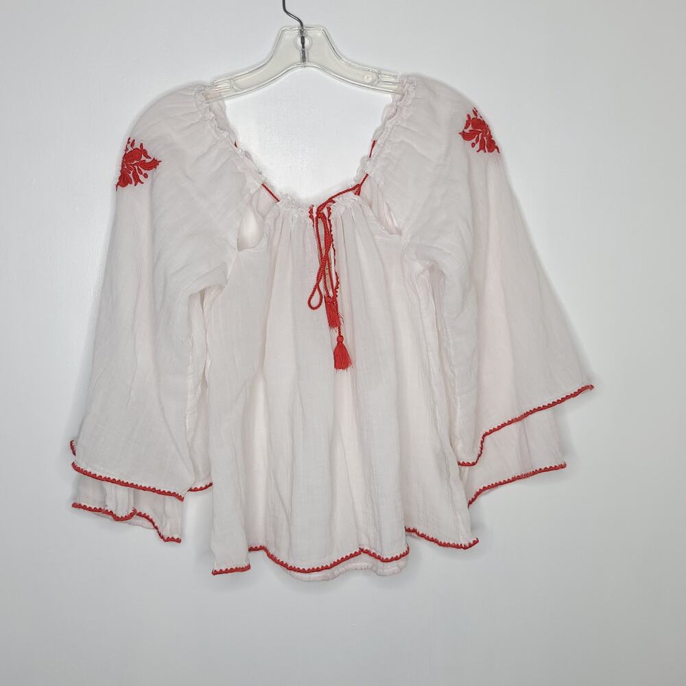 Ralph Lauren Denim & Supply Embroidered Peasant Blouse White Women Large - Picture 9 of 11
